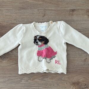 Cream Sweater with Dog Design
